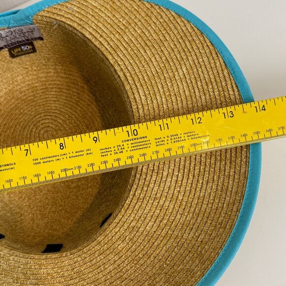 Sun N Sand Paperbraid Tapered Brim Sun Hat Turquoise Trim UPF 50+ OS - Picture 7 of 7